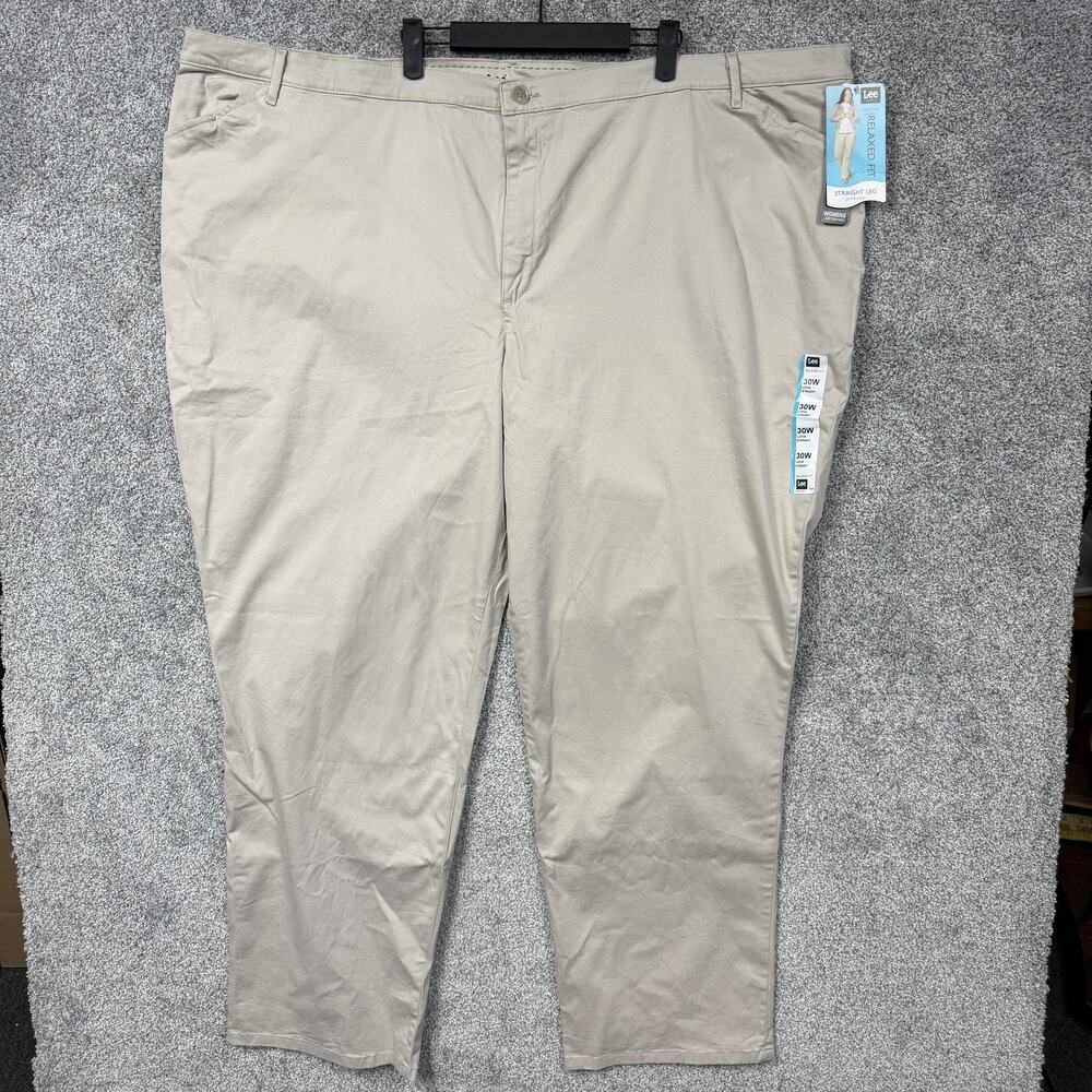 Lee All Day Pants Womens 30W 55x32 Khaki Relaxed Fit Straight Twill Chino